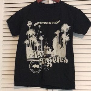 Rebellious One Black 'Greetings from Los Angeles' Kids T-Shirt. SZ XS